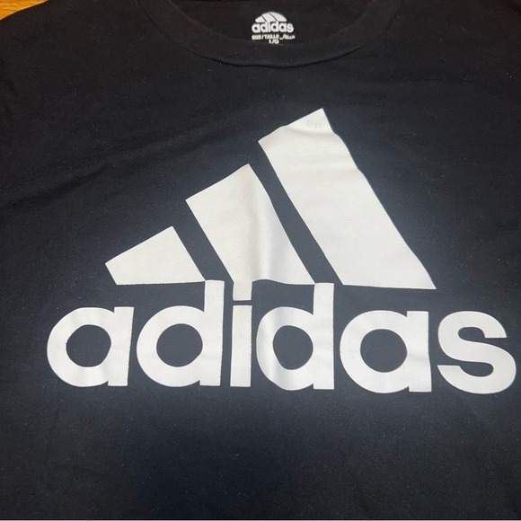 Adidas Youth XL (14/16) Black White Graphic Logo Long Sleeve Crew Neck Shirt - Picture 3 of 5